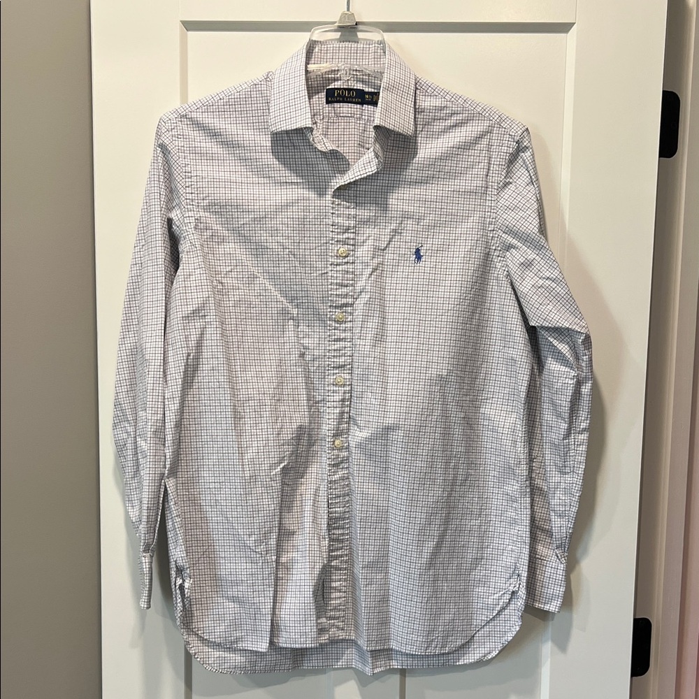Polo by Ralph Lauren Men's White and Blue Plaid Shirt